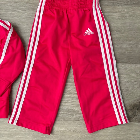 ADIDAS Girls Track Suit HOT PINK Baby Toddler Size 12 Months Zip Up Logo Pant - Picture 6 of 14